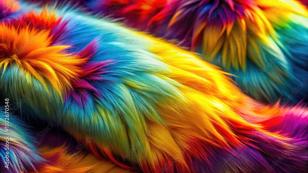 Obraz premium Luxury Fox Fur Fabric Texture with Multicolor Reflections, Soft Silhouette Photography, Elegant Background, High-End Fashion, Textiles, Textured Design, Stylish Decor, Cozy Aesthetic