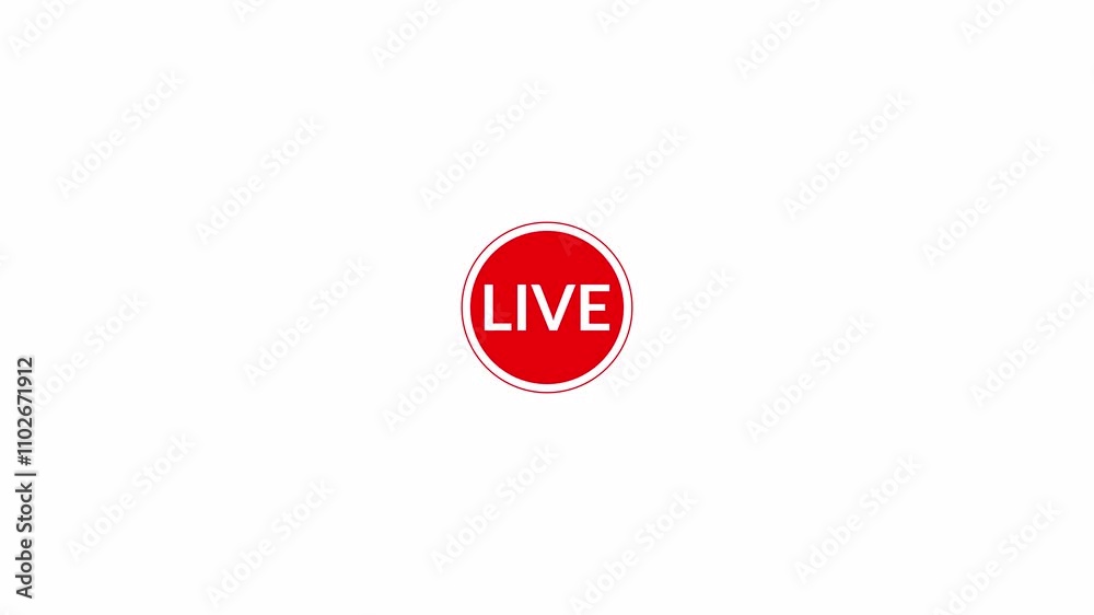 Circular red live video icon animation, red colored animated icon of live streaming and broadcasting, live video symbol. Circular red live video icon animation, red colored animated icon of live streaming and broadcasting, live video symbol.