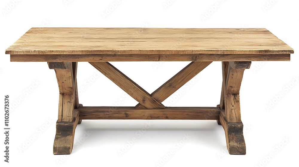 Rustic Wooden Table with X-Shaped Base