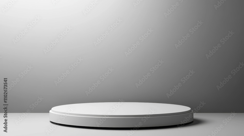 White Circular Platform Against Grey Background White Circular Platform Against Grey Background