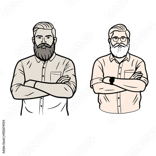 two beard man vector