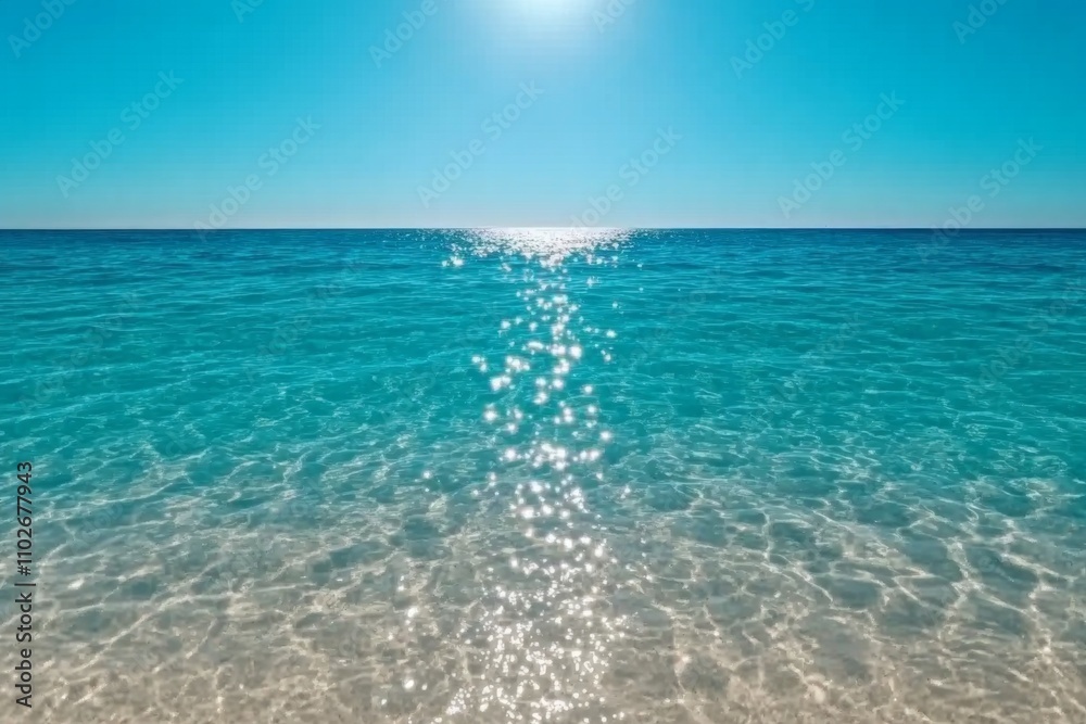 Obraz premium A serene aqua background featuring soft ripples of water with sunlight reflecting off the surface