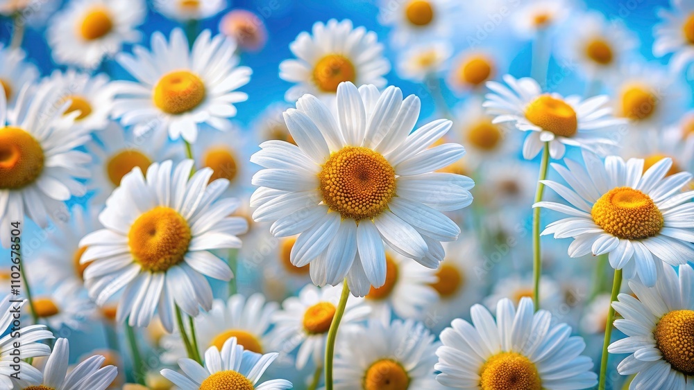 Fototapeta premium Cute Daisy Flower Seamless Pattern: Floral Background, Spring Textile Design, Pretty Daisy Wallpaper, Adorable Flower Print