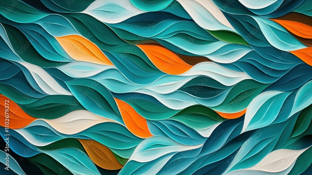 Dynamic waves of color create an abstract tapestry that flows with vibrant energy and evokes a sense of movement through a mesmerizing landscape