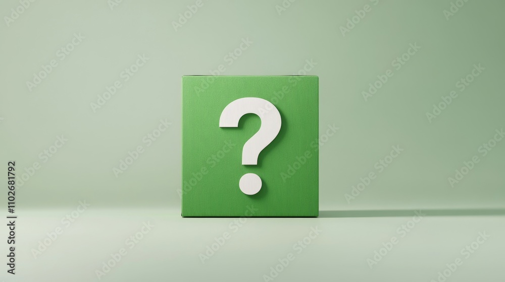 Green Box with Question Mark for Confusion Concept Green Box with Question Mark for Confusion Concept
