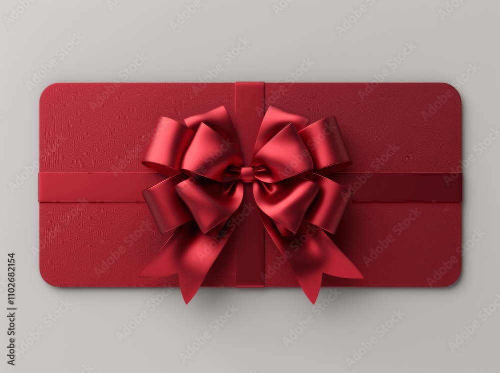 Red Gift Card with Bow on White Background - High-Quality 3D Render Mockup Red Gift Card with Bow on White Background - High-Quality 3D Render Mockup