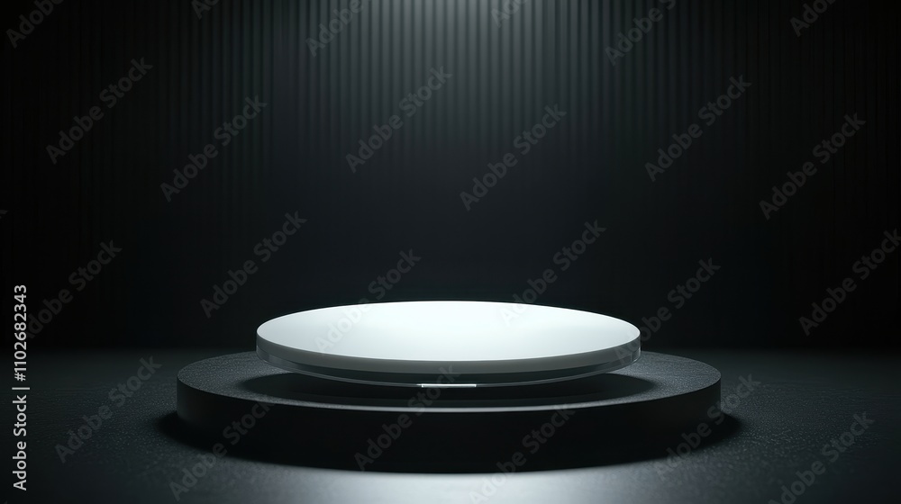 Minimalist White Platform on Dark Background Minimalist White Platform on Dark Background
