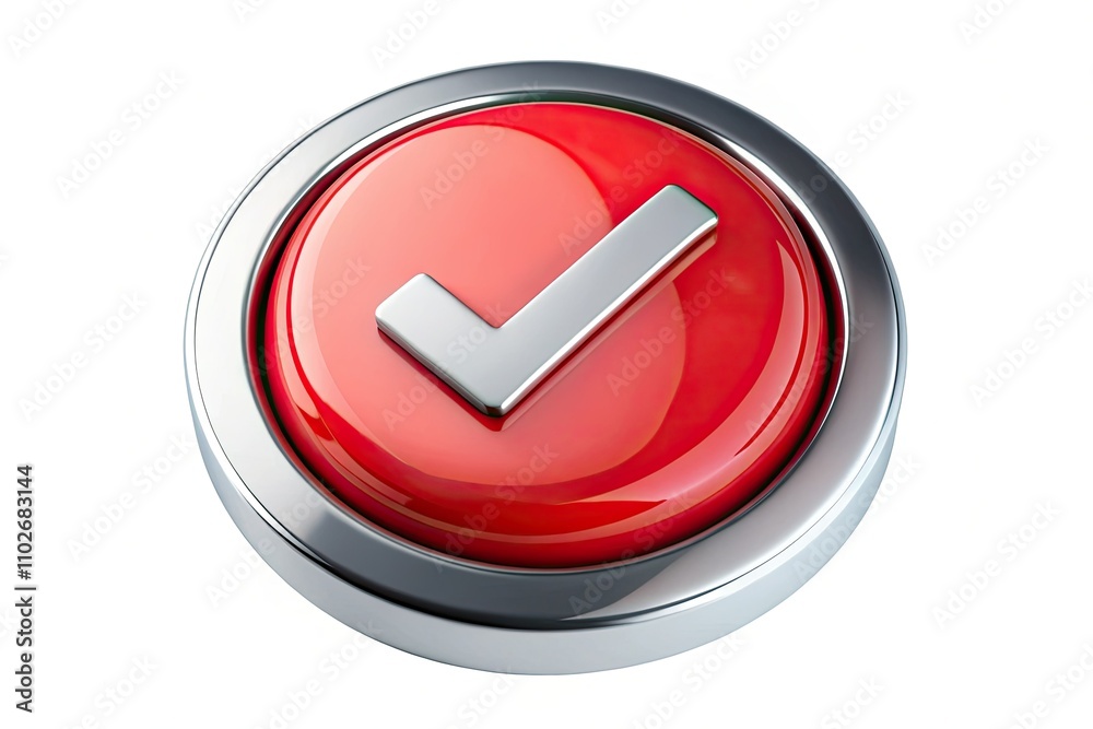 3D Rendered Checkmark Button: High-Depth-of-Field Mobile App Symbol 3D Rendered Checkmark Button: High-Depth-of-Field Mobile App Symbol