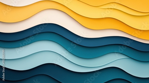 Wallpaper Mural A vibrant abstract design featuring layered waves in warm and cool colors, creating a visually striking and textured effect. Torontodigital.ca