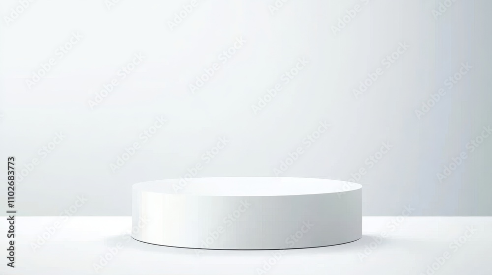 White cylindrical platform on white background White cylindrical platform on white background