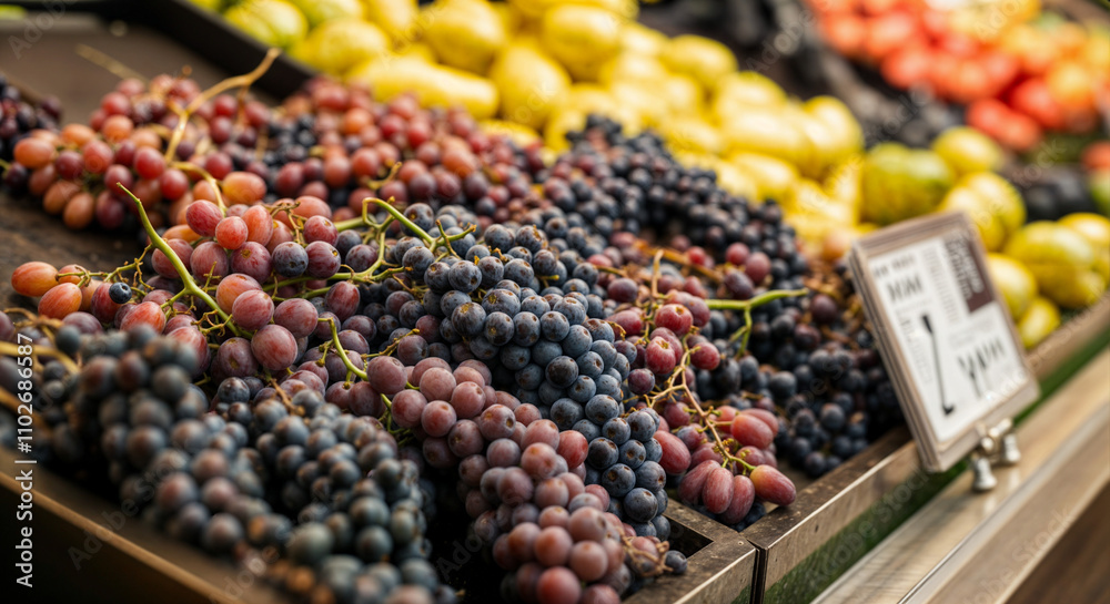 bunch of mixed grapes in the supermarket bunch of mixed grapes in the supermarket