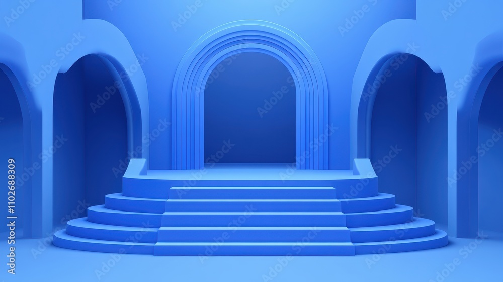 Abstract Blue Architectural Staircase Design With Arches Abstract Blue Architectural Staircase Design With Arches