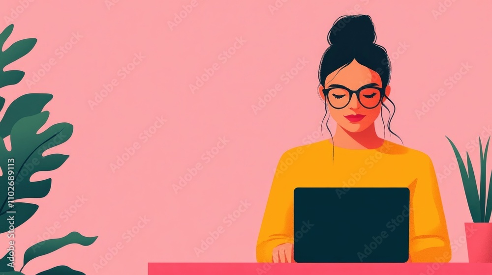 Confident and Stylish Female Data Analyst Collaborating with Diverse Tech Team while Working Remotely in a Modern and Vibrant Office Environment Confident and Stylish Female Data Analyst Collaborating with Diverse Tech Team while Working Remotely in a Modern and Vibrant Office Environment