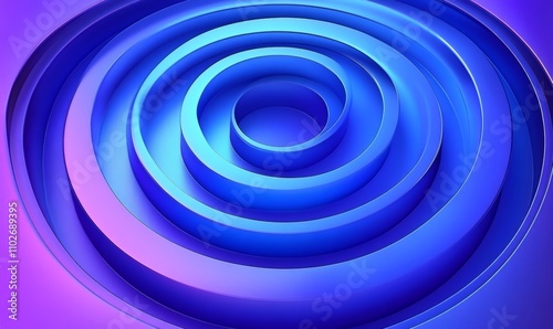 Abstract Digital Artwork with Concentric Circles in Blue and Purple