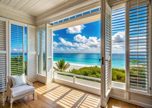 Bahamas Beachfront Luxury Home, Pearl White Shutters, Ocean View Real Estate