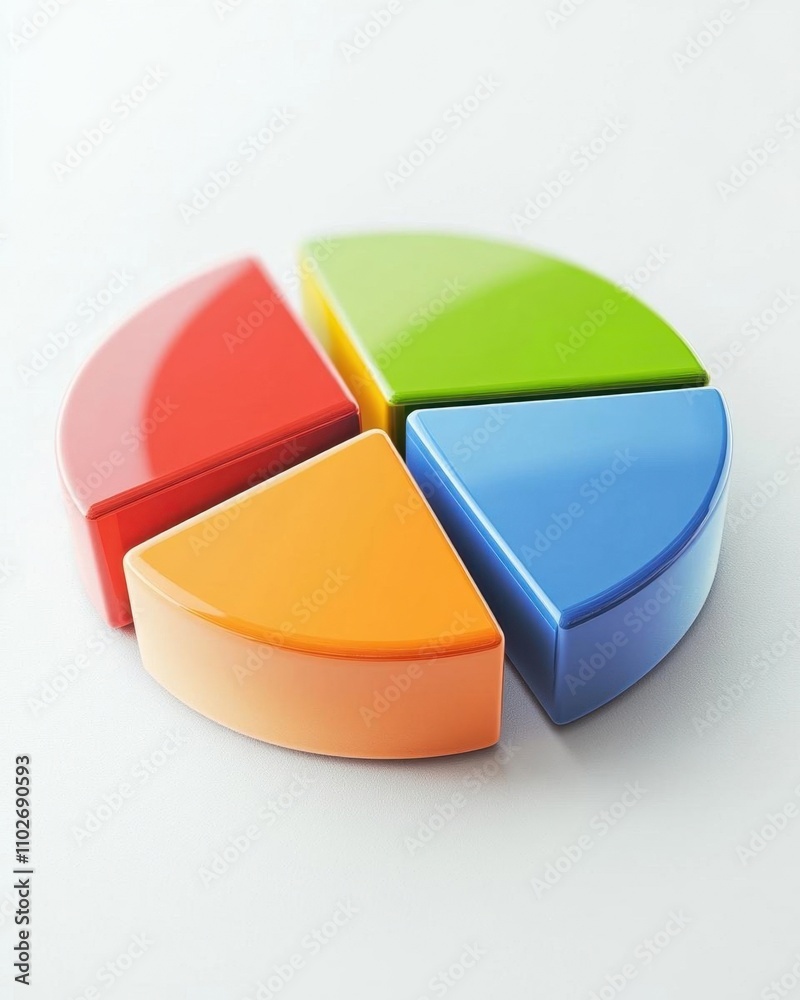 Obraz premium A colorful pie chart model representing data segments.