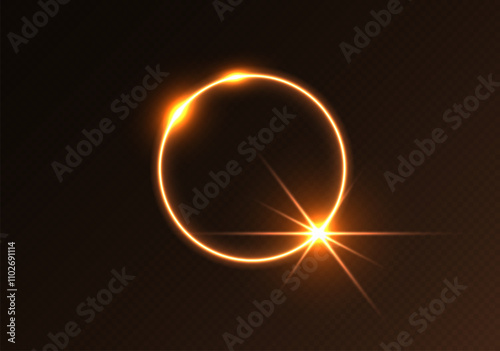 Sunlight flare, glowing shiny sparkle, lens flare effect, bright glimmering glare. Vector illustration.