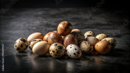 Black and White Fashion Photography: Brown & Quail Eggs, Still Life, Chic, Elegant, Minimalist photo