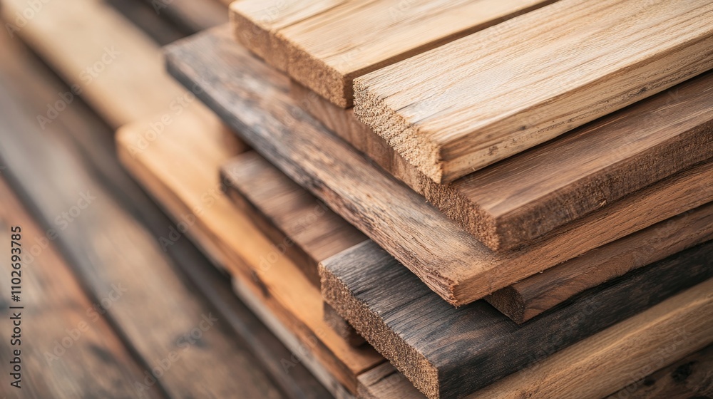 Stacked Wooden Planks in Natural Wood Tones Stacked Wooden Planks in Natural Wood Tones