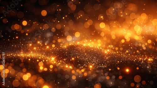 Golden Festive Background with Glitter and Bokeh Lights for Christmas New Year Celebration