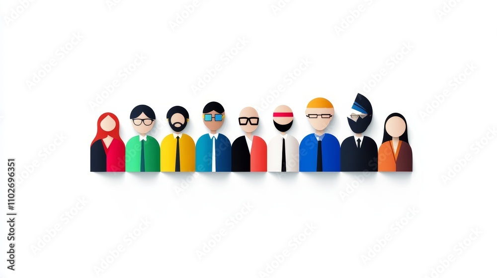 Diverse Group of People in Flat Design Style Diverse Group of People in Flat Design Style