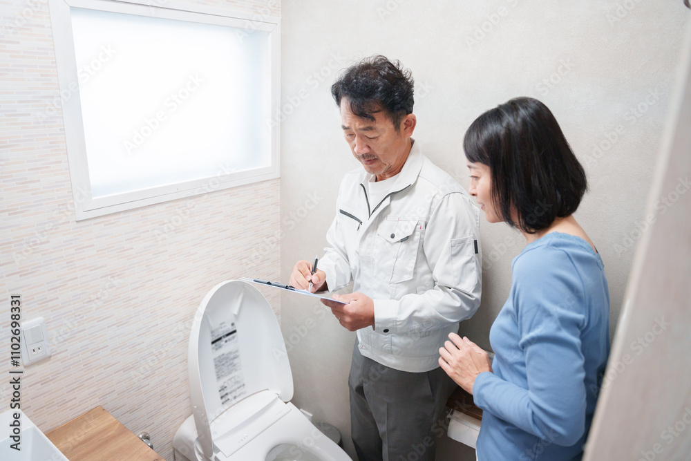 トイレの故障トラブルで水道修理業者を呼ぶ客 トイレの故障トラブルで水道修理業者を呼ぶ客
