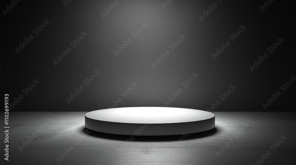 A White Circular Platform Under Spotlight Illumination A White Circular Platform Under Spotlight Illumination