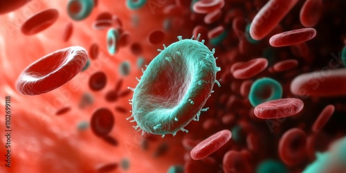 Red Blood Cells and White Blood Cells in Human Bloodstream Microscopic View of Healthy Circulatory System photo