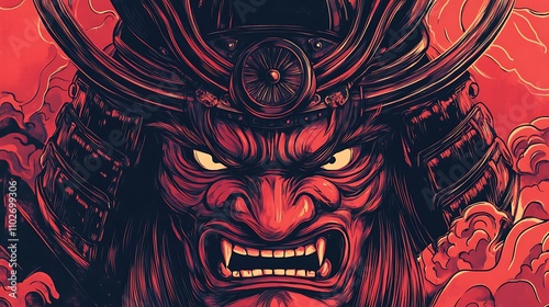 Demonic Samurai Warrior in Red