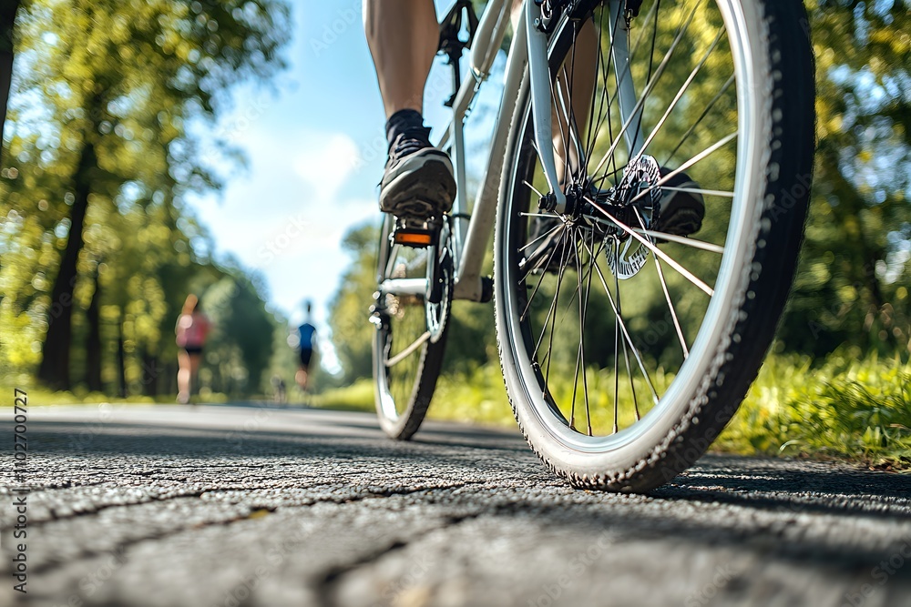 Naklejka premium a cyclist as a health exercise , Generative AI 