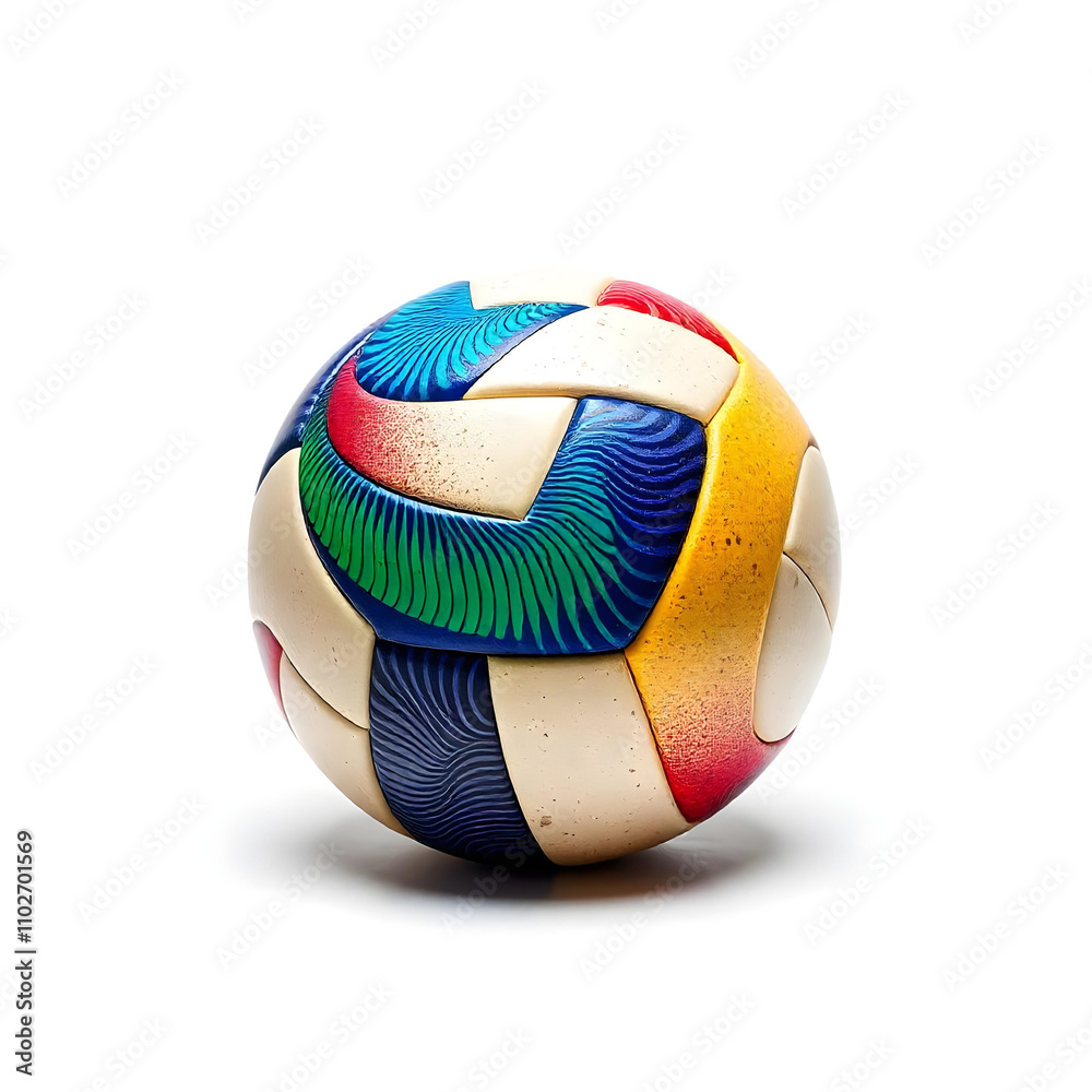 Fototapeta premium A volleyball with a colorful pattern on a white background 3