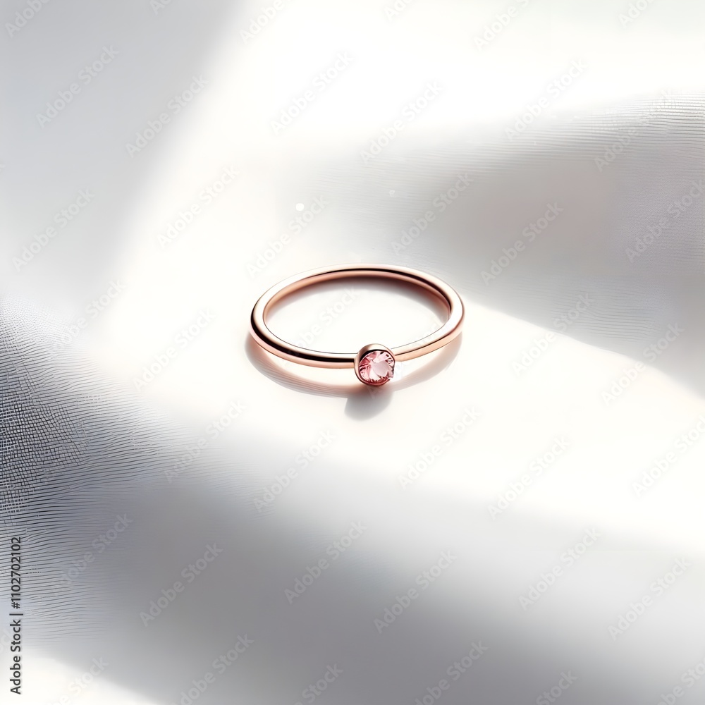 A minimal rose gold ring is set on a white background. A minimal rose gold ring is set on a white background.