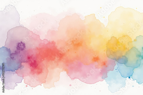 A bright watercolor background in the colors of the rainbow, representing creativity and emotion 