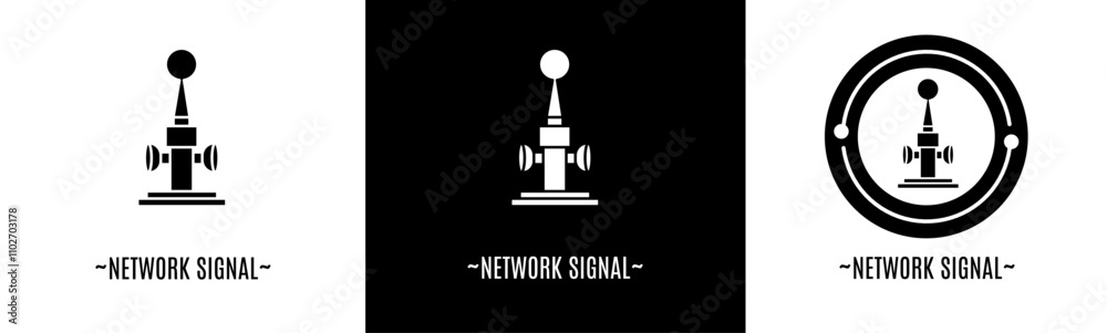 Network signal logo set. Collection of black and white logos. Stock vector. Network signal logo set. Collection of black and white logos. Stock vector.