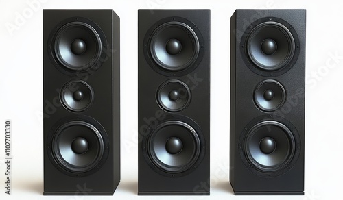 Black Speaker Set with Four Speakers Each Modern Audio Equipment for Music and Studio Use