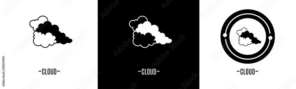 Cloud logo set. Collection of black and white logos. Stock vector. Cloud logo set. Collection of black and white logos. Stock vector.