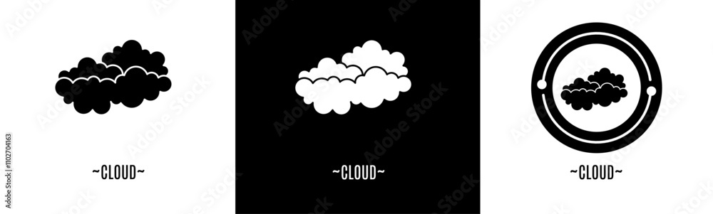 Cloud logo set. Collection of black and white logos. Stock vector. Cloud logo set. Collection of black and white logos. Stock vector.