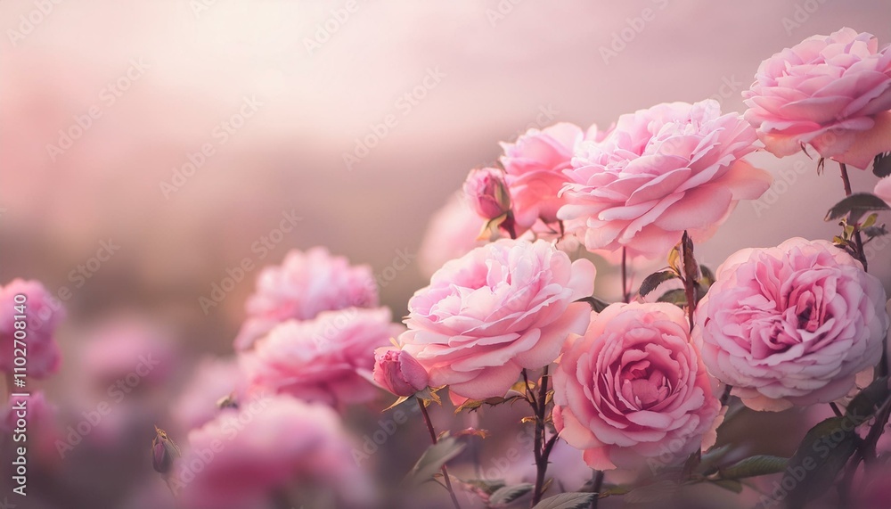 Soft pink roses bathed in sunset light. Delicate petals and gentle hues. Soft pink roses bathed in sunset light. Delicate petals and gentle hues.