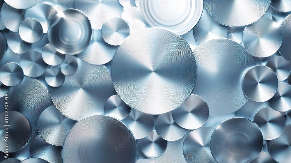 Abstract Metallic Circles Pattern with Shiny Silver Finishes Abstract Metallic Circles Pattern with Shiny Silver Finishes
