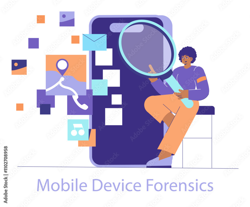 Forensics Technologys. Flat Vector Illustration Forensics Technologys. Flat Vector Illustration