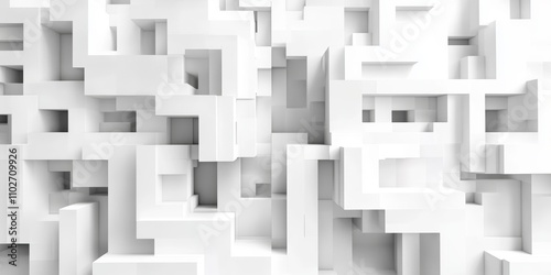 White Minimalistic 3D Geometric Maze Textured Background Wallpaper