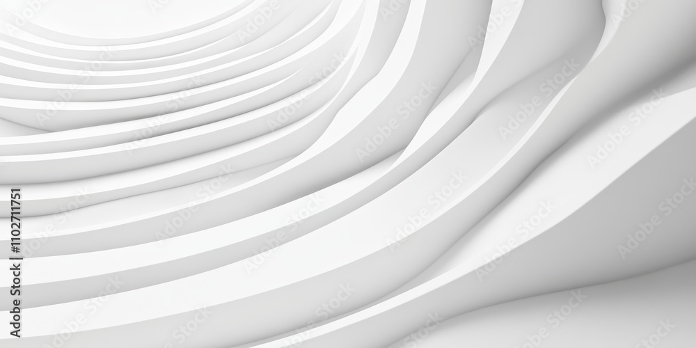Obraz premium Minimalist White Organic Curves and Waves Abstract Background Design