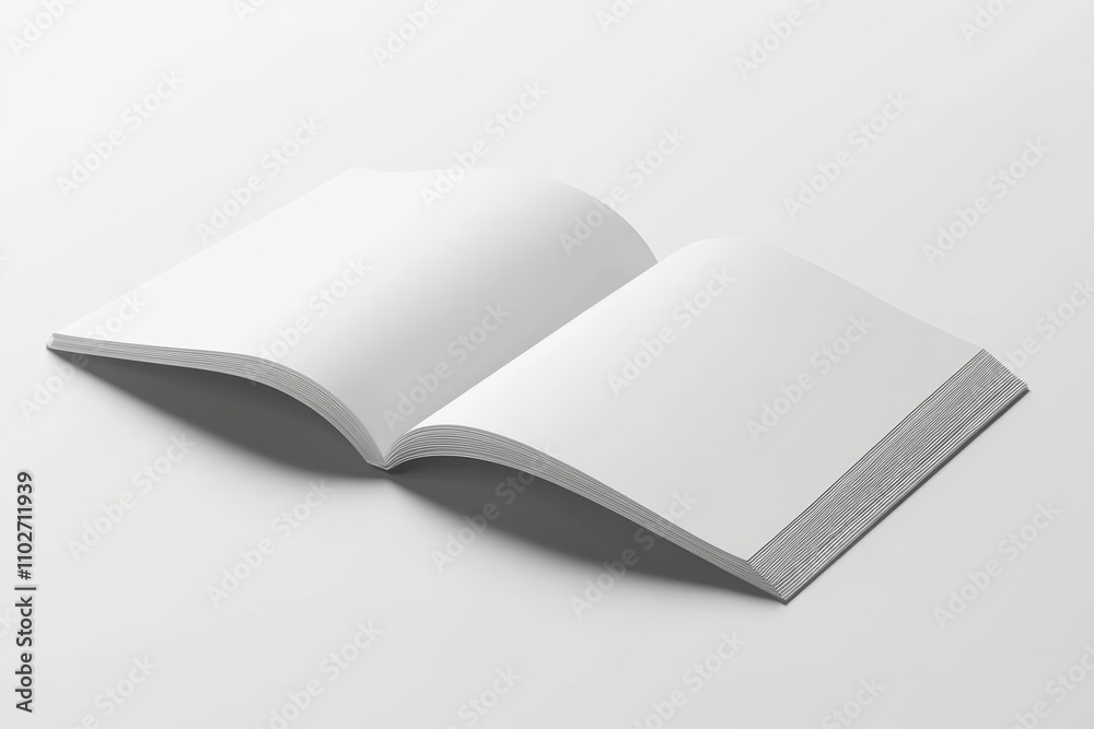 Blank White Notebooks Mockup Minimalist 3D Rendering Open Landscape Presentation