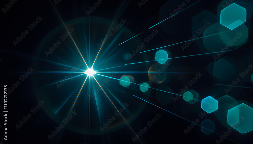 Lens flare effect on a dark background, offering a dramatic and vibrant graphic resource for creative design and digital artwork projects Lens flare effect on a dark background, offering a dramatic and vibrant graphic resource for creative design and digital artwork projects