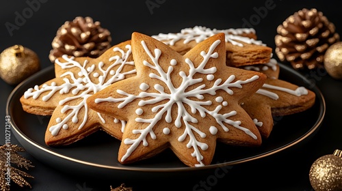 Delicious Star-Shaped Gingerbread Cookies for Christmas - Festive Food Photography AI Generated