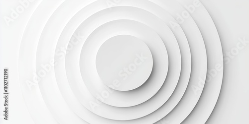 Minimalist Digital Art Concentric Circles 3D Effect White and Gray Wallpaper