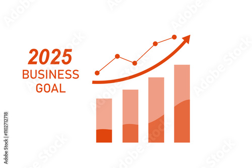 2025 business goal concept vector illustration. Business investment profit, achievement  and success