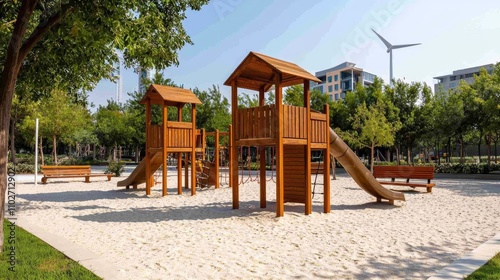 Wallpaper Mural Wind-powered urban park playground eco-friendly features modern design outdoor environment family-friendly concept Torontodigital.ca