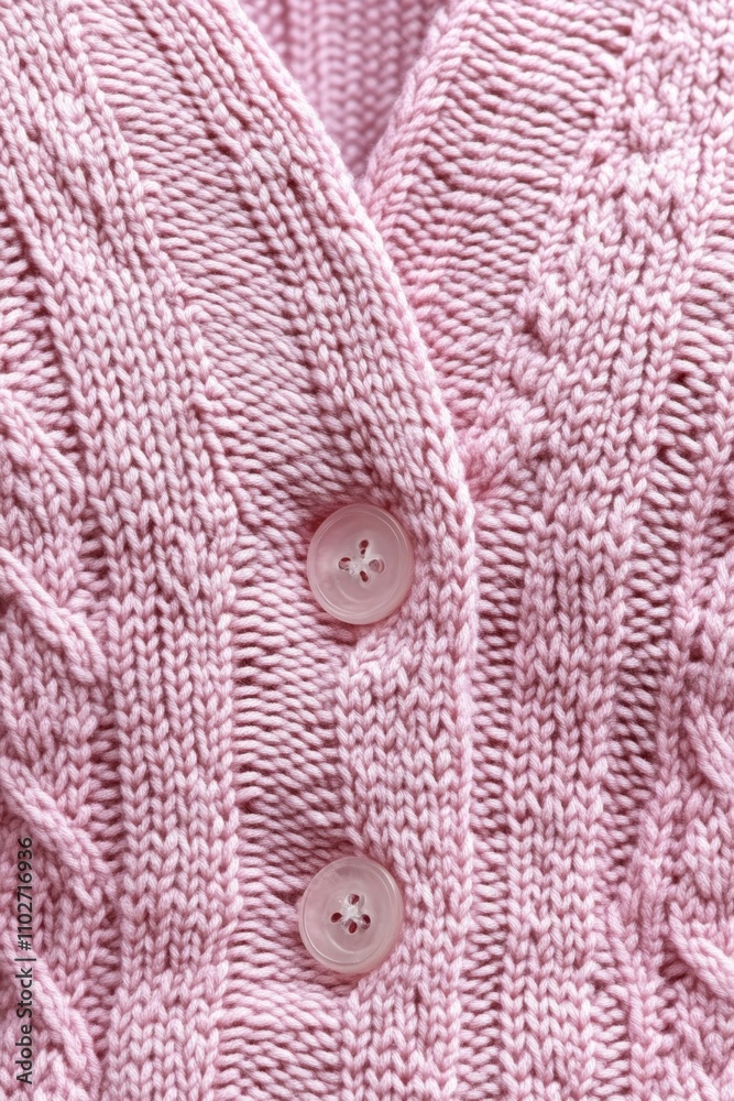 Close Up of Light Pink Textured Knit Cardigan with Diamond Pattern and Button Close Up of Light Pink Textured Knit Cardigan with Diamond Pattern and Button