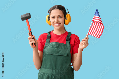 Female construction worker ...